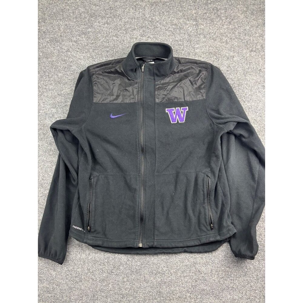 Washington Huskies Fleece Jacket Men's M Black Purple Full Zip Nike Therma-Fit